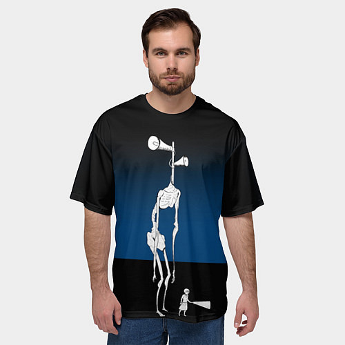 Мужская футболка оверсайз Сиреноголовый Хоррор Ребенок / 3D-принт – фото 3