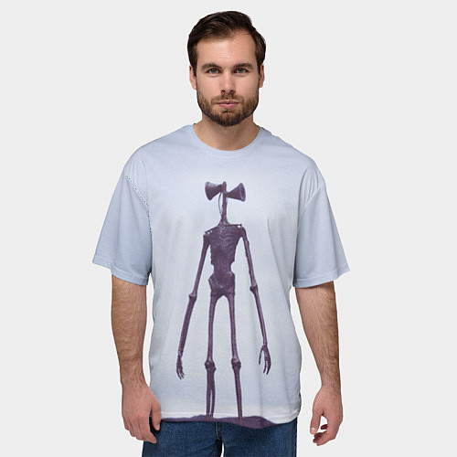 Мужская футболка оверсайз Сиреноголовый Скелет Хоррор / 3D-принт – фото 3