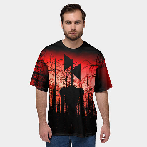 Мужская футболка оверсайз Сиреноголовый Кровавый Лес / 3D-принт – фото 3