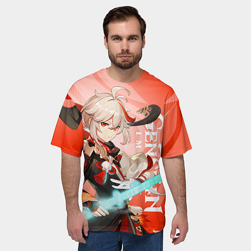 Мужская футболка оверсайз Genshin Impact, Кадзуха / 3D-принт – фото 3