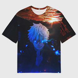 Футболка оверсайз мужская Сатору гото голубые глаза, цвет: 3D-принт