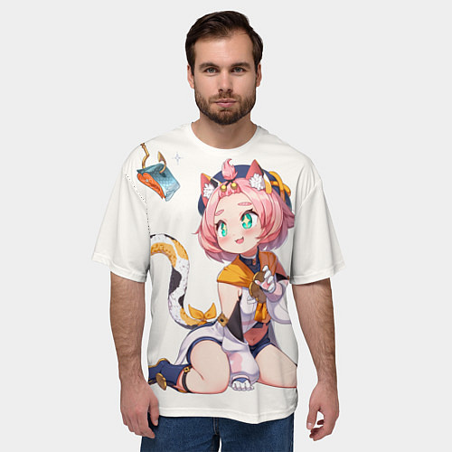 Мужская футболка оверсайз Diona Katzlein Cocktail / 3D-принт – фото 3