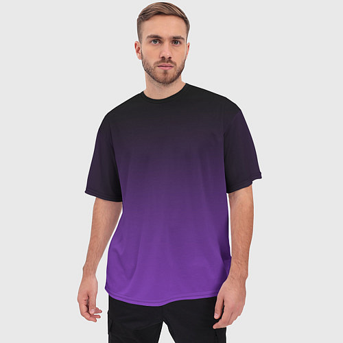 Мужская футболка оверсайз Ночной градиент Фиолетовый / 3D-принт – фото 3