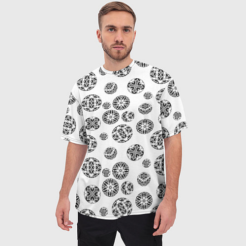Мужская футболка оверсайз Черно-белый геометрический узор / 3D-принт – фото 3