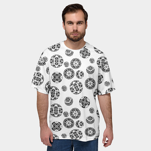 Мужская футболка оверсайз Черно-белый геометрический узор / 3D-принт – фото 3