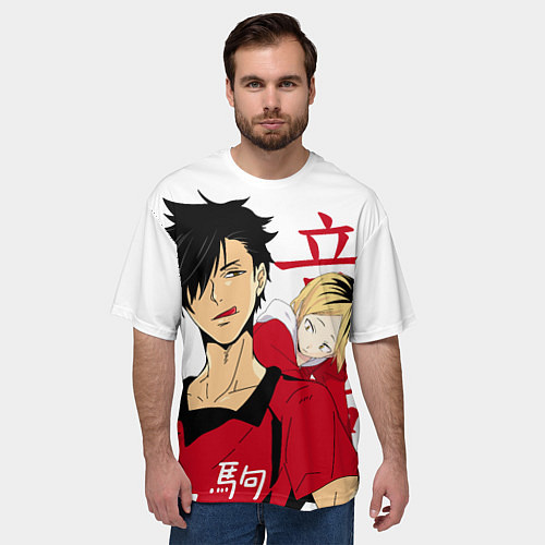 Мужская футболка оверсайз Куроо и Кенма, Haikyuu!! / 3D-принт – фото 3
