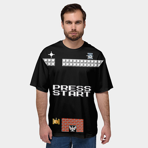 Мужская футболка оверсайз Press start / 3D-принт – фото 3