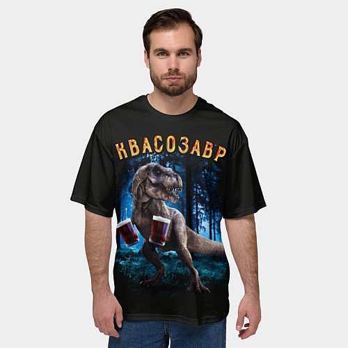 Мужская футболка оверсайз Квасозавр / 3D-принт – фото 3