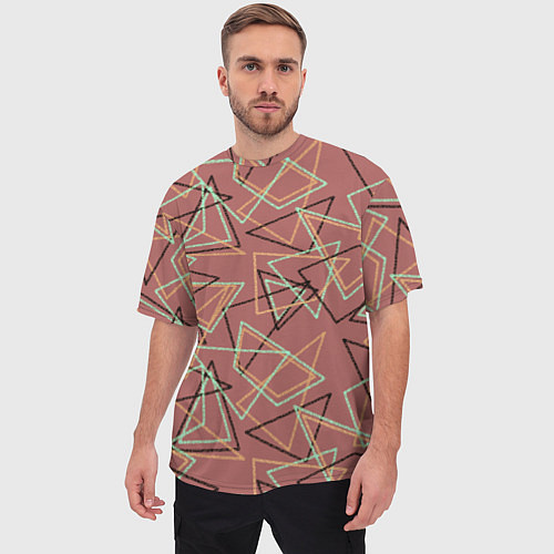 Мужская футболка оверсайз Террактовый геометрический / 3D-принт – фото 3