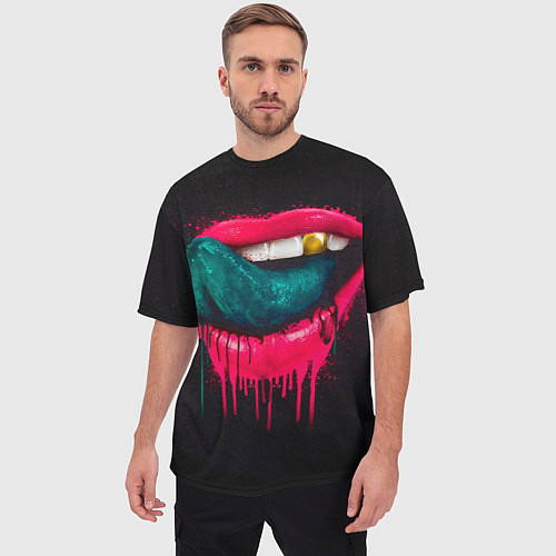 Мужская футболка оверсайз Ядовитый поцелуй / 3D-принт – фото 3