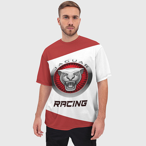 Мужская футболка оверсайз Ягуар - Racing / 3D-принт – фото 3