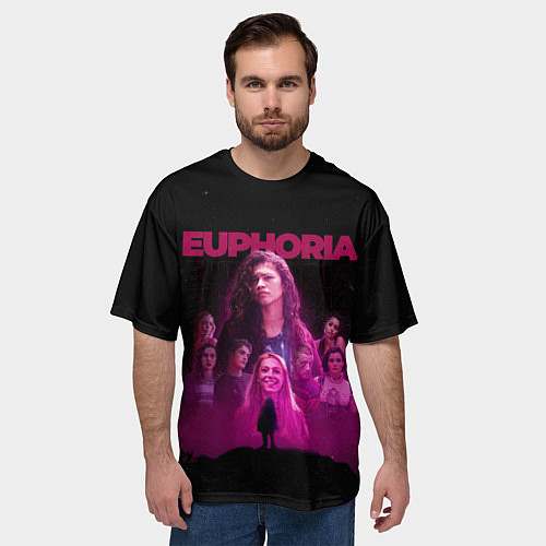 Мужская футболка оверсайз Euphoria team / 3D-принт – фото 3