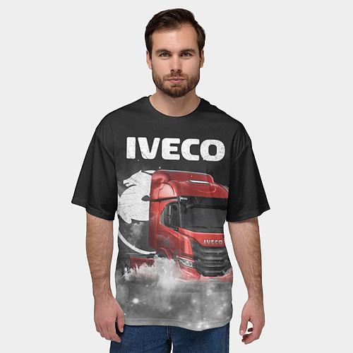 Мужская футболка оверсайз Iveco truck / 3D-принт – фото 3