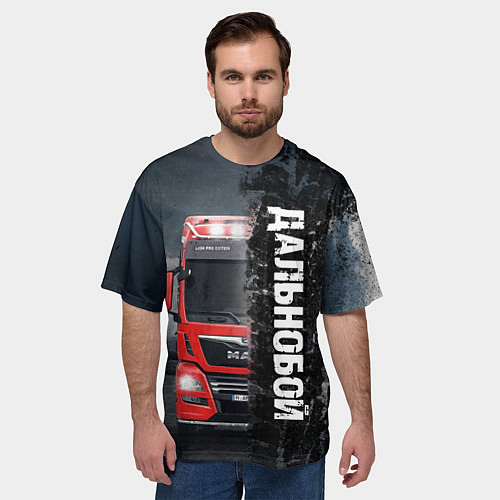 Мужская футболка оверсайз Дальнобой Red Truck / 3D-принт – фото 3