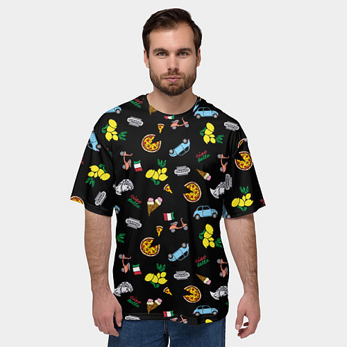 Мужская футболка оверсайз Итальянский паттерн / 3D-принт – фото 3