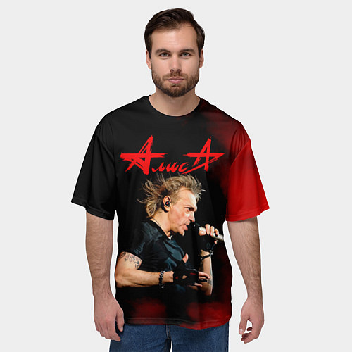 Мужская футболка оверсайз Константин Кинчев - Алиса / 3D-принт – фото 3