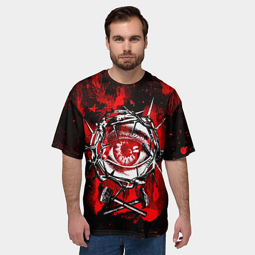 Мужская футболка оверсайз АлисА глаз в колючей проволоке / 3D-принт – фото 3