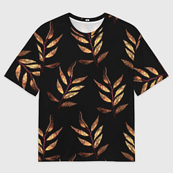 Мужская футболка оверсайз Золотисто-красные листья