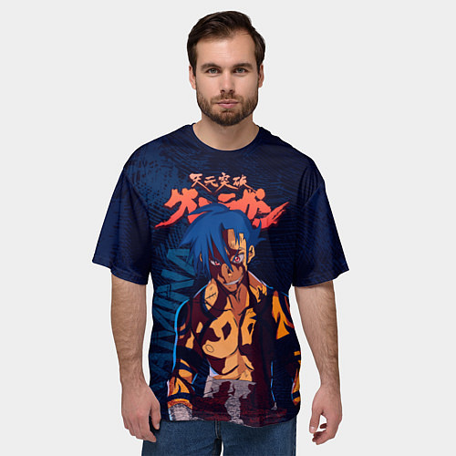 Мужская футболка оверсайз Камина Гуррен Лаганн / 3D-принт – фото 3