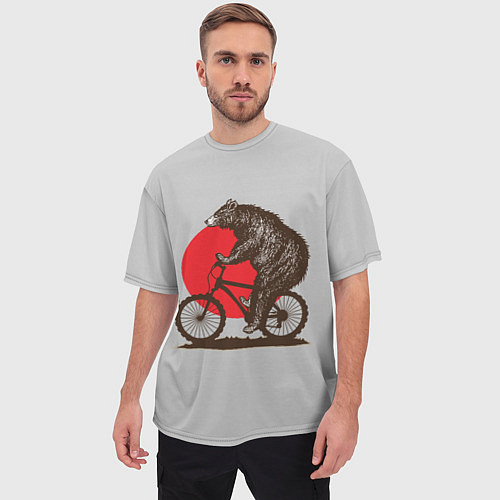 Мужская футболка оверсайз Медведь на велосиеде / 3D-принт – фото 3