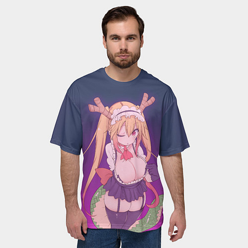 Мужская футболка оверсайз Тору дракон-горничная / 3D-принт – фото 3