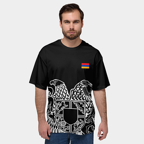 Мужская футболка оверсайз Герб Армении и флаг / 3D-принт – фото 3