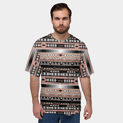 Футболка оверсайз мужская Полосатый этнический орнамент, цвет: 3D-принт — фото 2