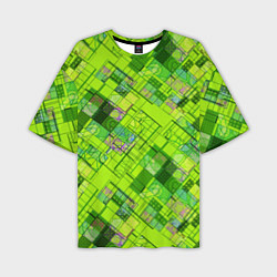 Футболка оверсайз мужская Ярко-зеленый абстрактный узор, цвет: 3D-принт