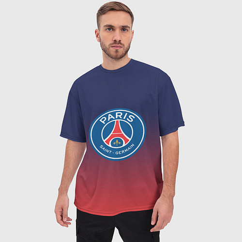 Мужская футболка оверсайз PSG ПСЖ PARIS SAINT GERMAIN / 3D-принт – фото 3