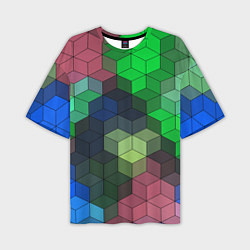 Футболка оверсайз мужская Разноцветный геометрический уз, цвет: 3D-принт