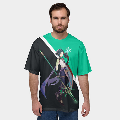 Мужская футболка оверсайз XIAO СЯО ГЕНШИН / 3D-принт – фото 3