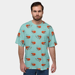 Футболка оверсайз мужская Креветки паттерн, цвет: 3D-принт — фото 2