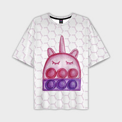 Футболка оверсайз мужская POP IT ЕДИНОРОГ ПОП ИТ, цвет: 3D-принт