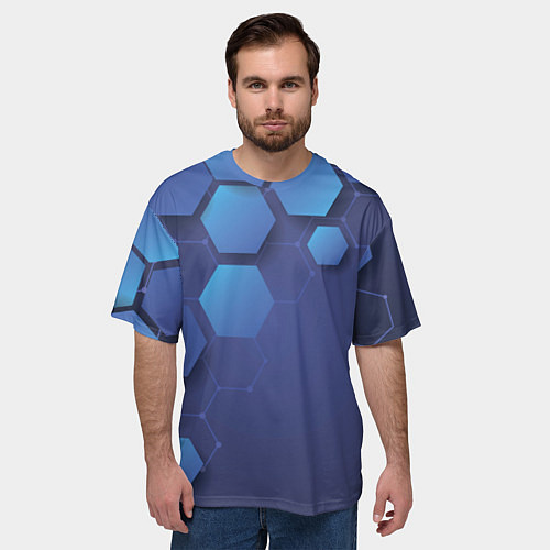 Мужская футболка оверсайз Шестиугольники / 3D-принт – фото 3