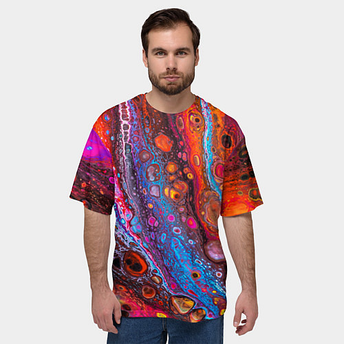 Мужская футболка оверсайз Брызги на камнях / 3D-принт – фото 3