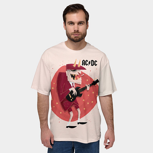Мужская футболка оверсайз Ангус Янг ACDC / 3D-принт – фото 3