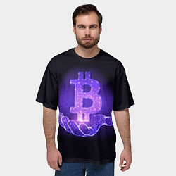 Футболка оверсайз мужская BITCOIN IN HAND БИТКОИН, цвет: 3D-принт — фото 2