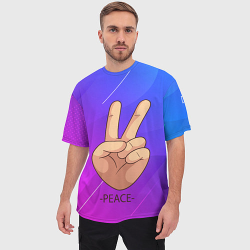 Мужская футболка оверсайз ВСЕМ МИР PEACE Z / 3D-принт – фото 3