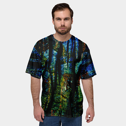 Мужская футболка оверсайз Разноцветная гора / 3D-принт – фото 3