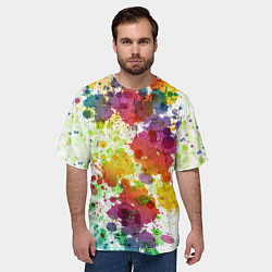 Футболка оверсайз мужская Красно-жёлтые пятна, цвет: 3D-принт — фото 2