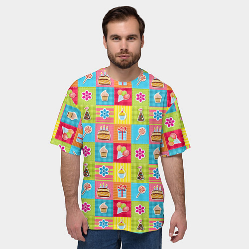 Мужская футболка оверсайз День Рождения / 3D-принт – фото 3