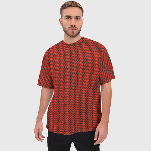 Мужская футболка оверсайз Красная вязь / 3D-принт – фото 3