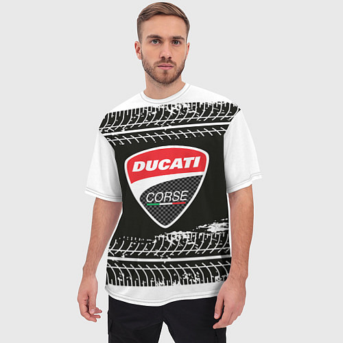 Мужская футболка оверсайз Ducati Дукати Z / 3D-принт – фото 3
