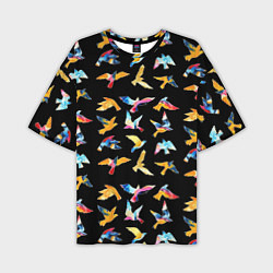 Футболка оверсайз мужская Акварельные птица, цвет: 3D-принт