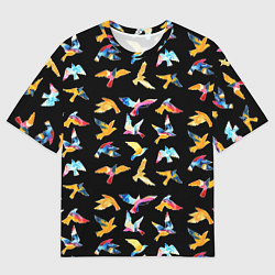 Футболка оверсайз мужская Акварельные птица, цвет: 3D-принт