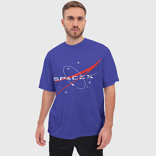 Мужская футболка оверсайз Space X / 3D-принт – фото 3