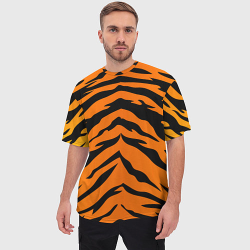 Мужская футболка оверсайз Шкура тигра / 3D-принт – фото 3