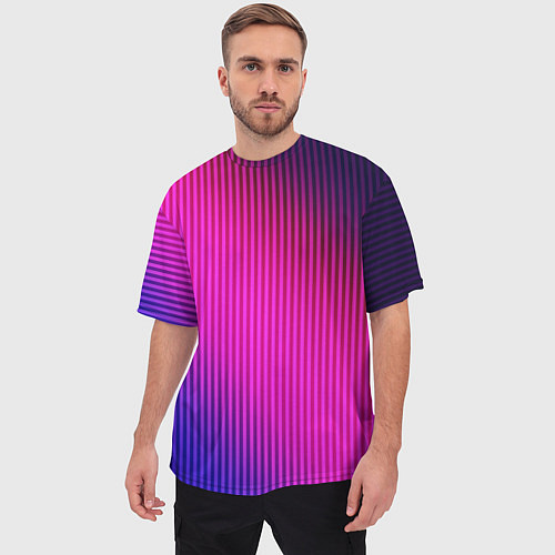 Мужская футболка оверсайз Фиолетово-малиновый градиент / 3D-принт – фото 3