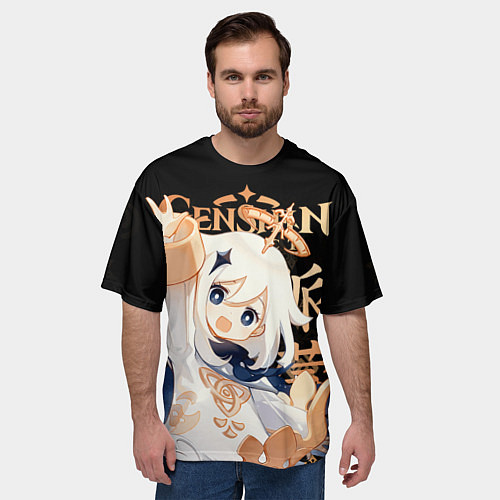 Мужская футболка оверсайз Паймон Genshin Impact / 3D-принт – фото 3