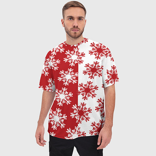 Мужская футболка оверсайз Новогодние Снежинки 2022 / 3D-принт – фото 3